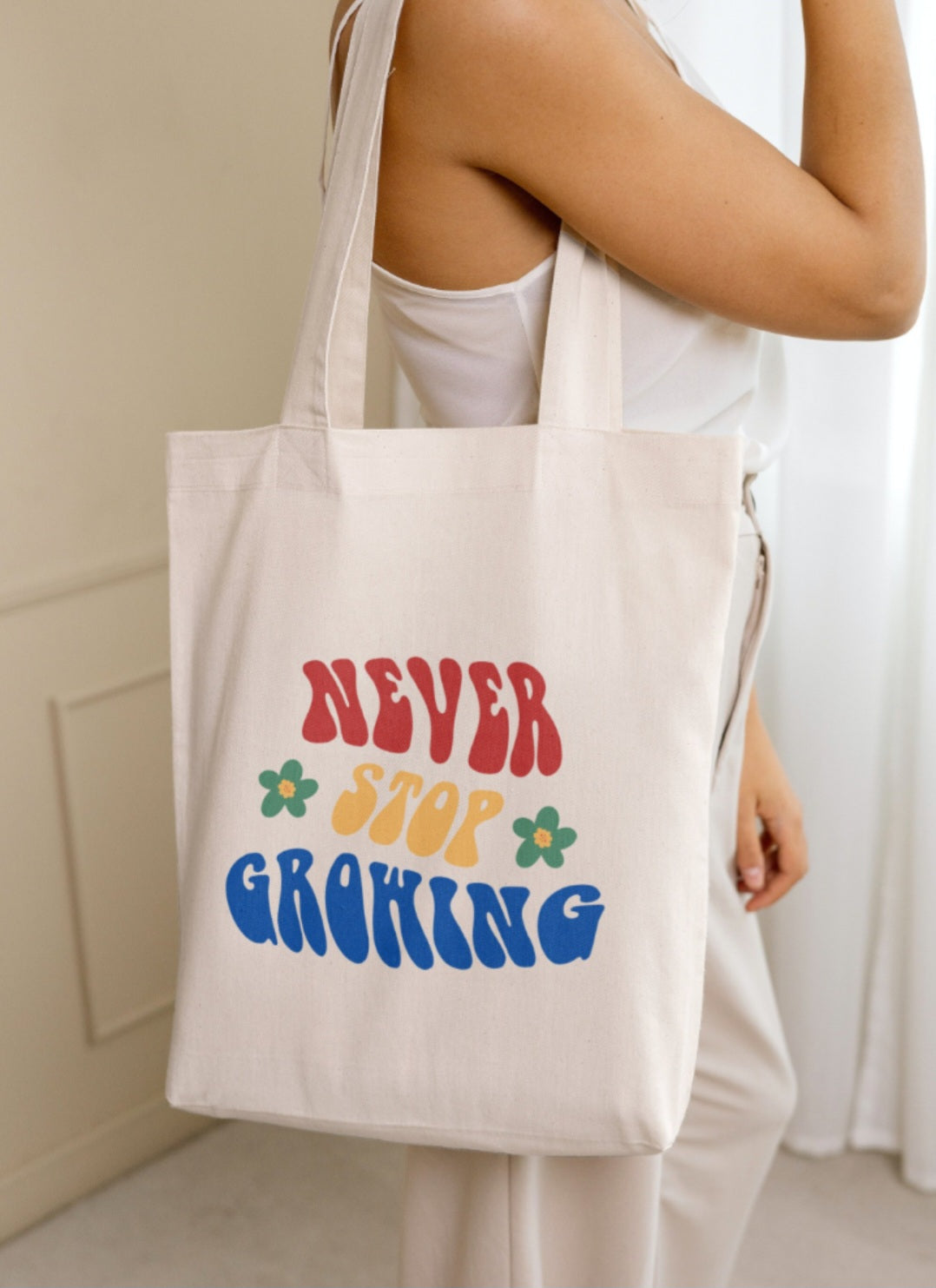 Never Stop Growing Canvas bag