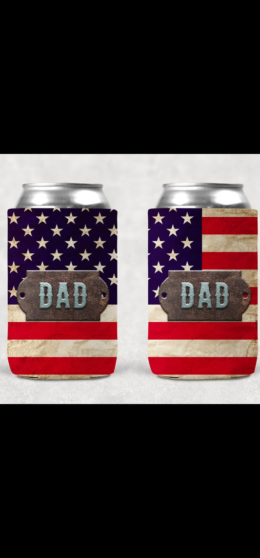 DAD american flag koozie