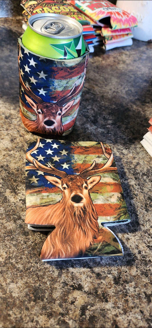 Buck/American Flag Koozie