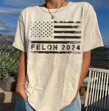 Felon 2024 Distressed Flag Tee