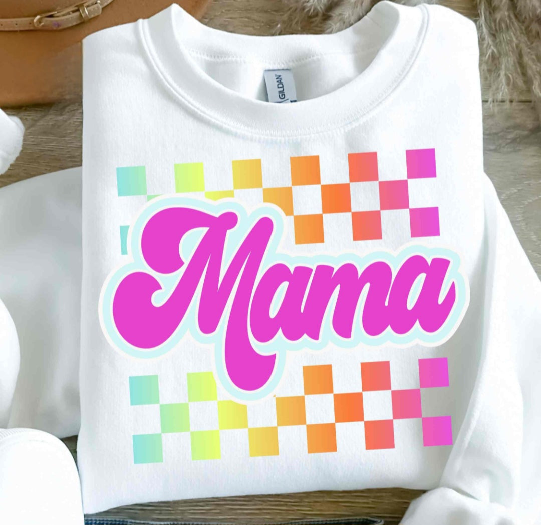 Retro Checkered Mama Tee/Crewneck