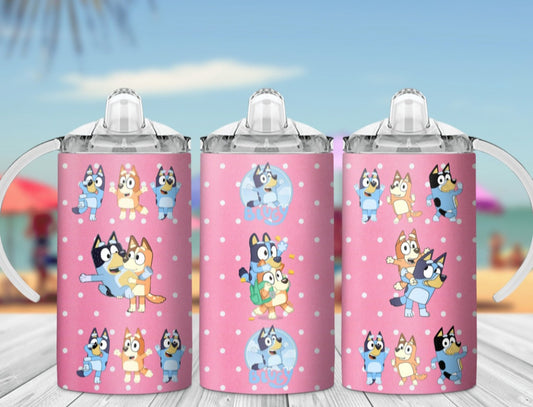 Pink bluey sippy or youth tumbler