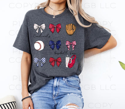 Cardinals Baseball bow tee