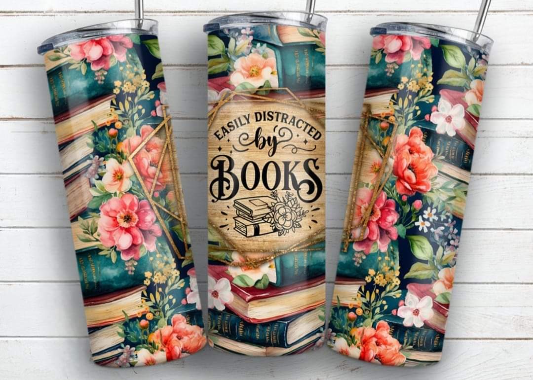 Easily distracted by books tumbler